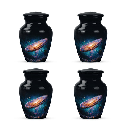 Onyx Black Galaxy Cremation Urn side profile showing urn shape - traditional galaxy engraving with hand-polished finish - 10 inch aluminum urn for cremated remains
