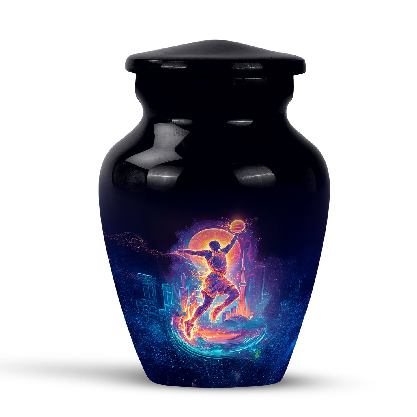 Personalized Black Basketball Cremation Urns for Ashes - Peaceful 10-inch - Yatskia