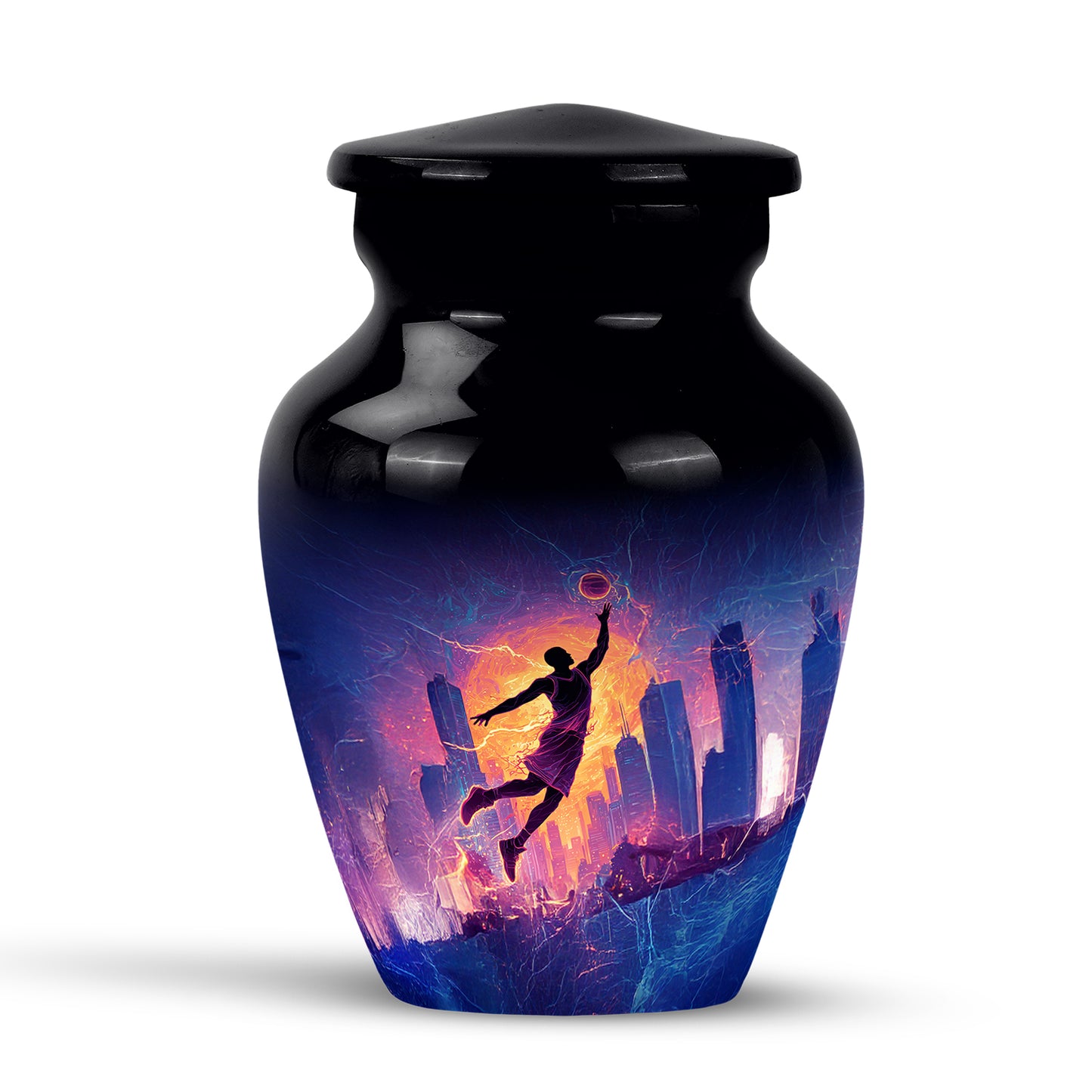 Black Basketball Cremation Urns - Opulent Remembrance 10-inch, 200 cu in - Yatskia