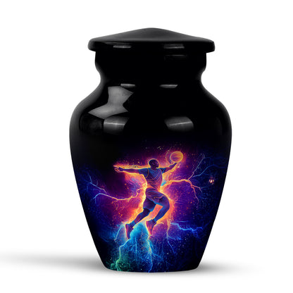 Black Treasured Basketball Cremation Urns for Human Ashes - 10-inch, 200 cu in - Yatskia