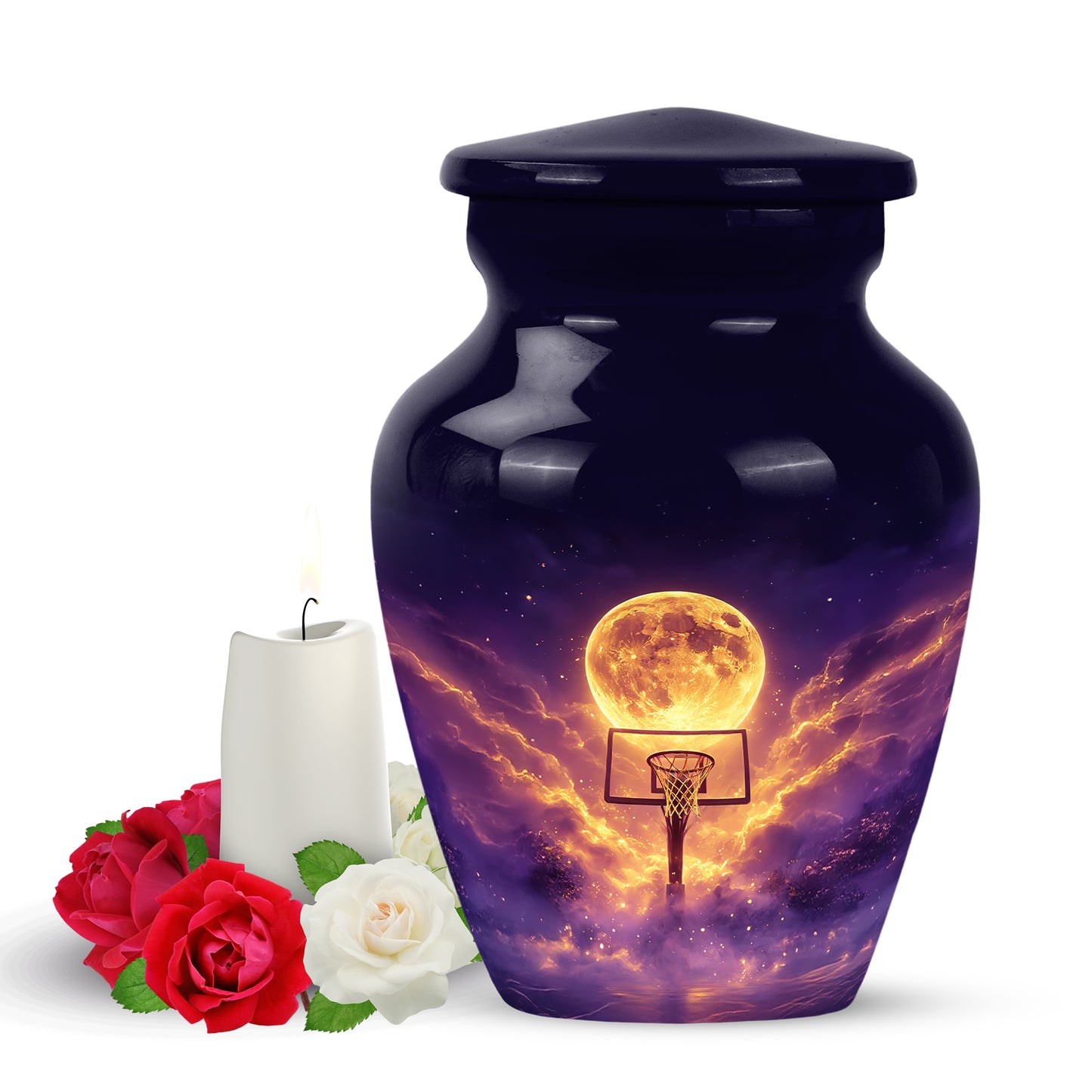 Personalized Basketball Cremation Urns - Tranquil Blue 10-inch, 200 cu in - Yatskia