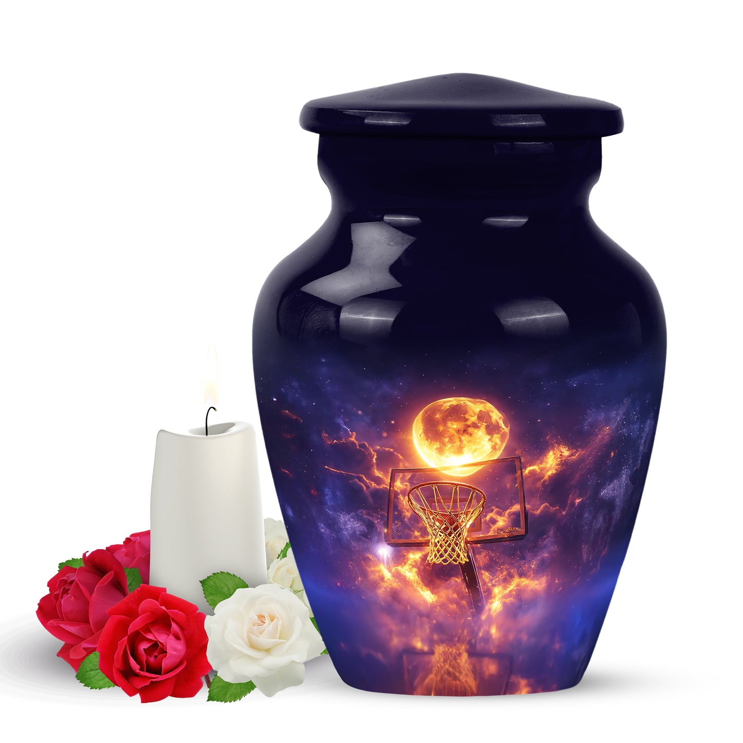 Personalized Magnificent Basketball Cremation Urns - Blue 10-inch, 200 cu in - Yatskia