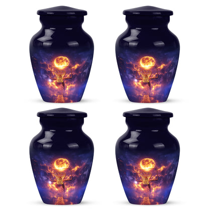 Twilight Blue Basketball Cremation Urn side profile showing urn shape - traditional basketball engraving with hand-polished finish - 10 inch aluminum urn for cremated remains
