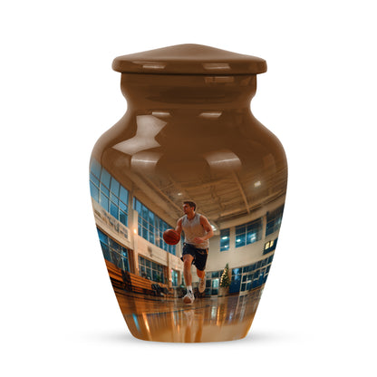 Personalized Gold Steadfast Basketball Cremation Urns for Human Ashes - 10-inch, 200 cu in - Yatskia