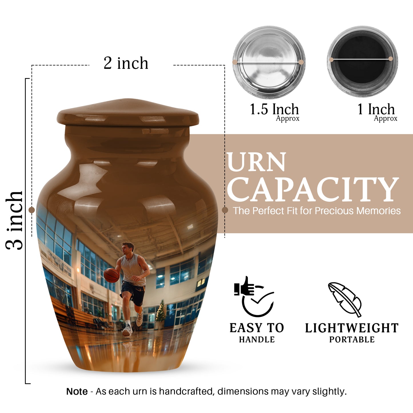 Royal Gold Basketball Cremation Urn close-up of engraving and surface detail - elegant classic basketball relief with fine detailing - mini keepsake memorial for portion of cremation ashes