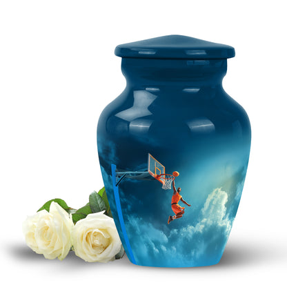 Everlasting Blue Basketball Beacon Urn for Human Ashes - 10-inch, 200 cu in - Yatskia