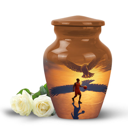 Gold Resounding Basketball Memorial Urn for Ashes - 10-inch, 200 cu in - Yatskia