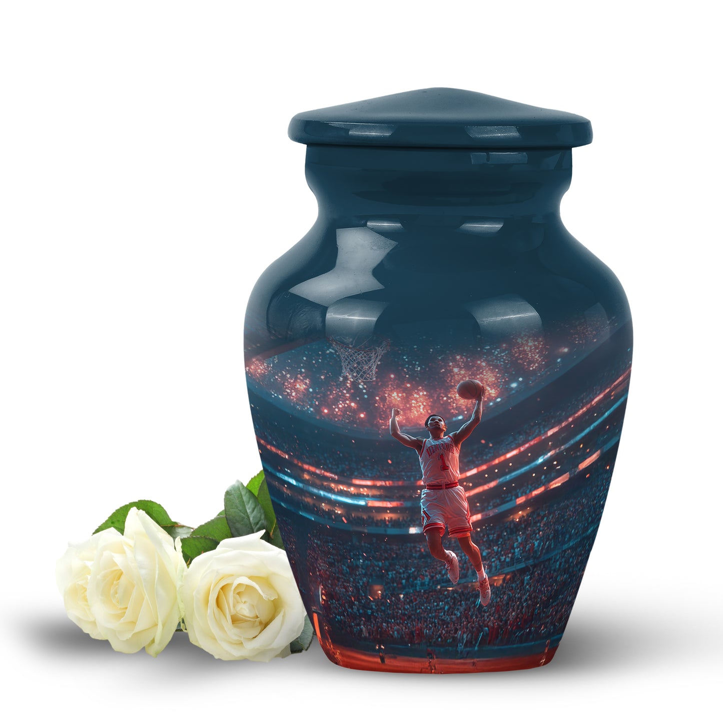 Personalized Basketball Cremation Urns - Pristine Blue 10-inch, 200 cu in - Yatskia