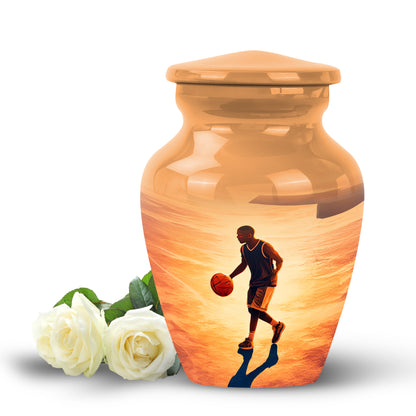 Gold Venerable Basketball Cremation Urns for Human Ashes - 10-inch, 200 cu in - Yatskia