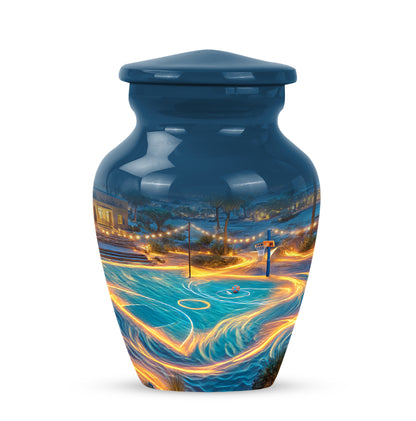 Blue Beloved Basketball Cremation Urns for Human Ashes - 10-inch, 200 cu in - Yatskia