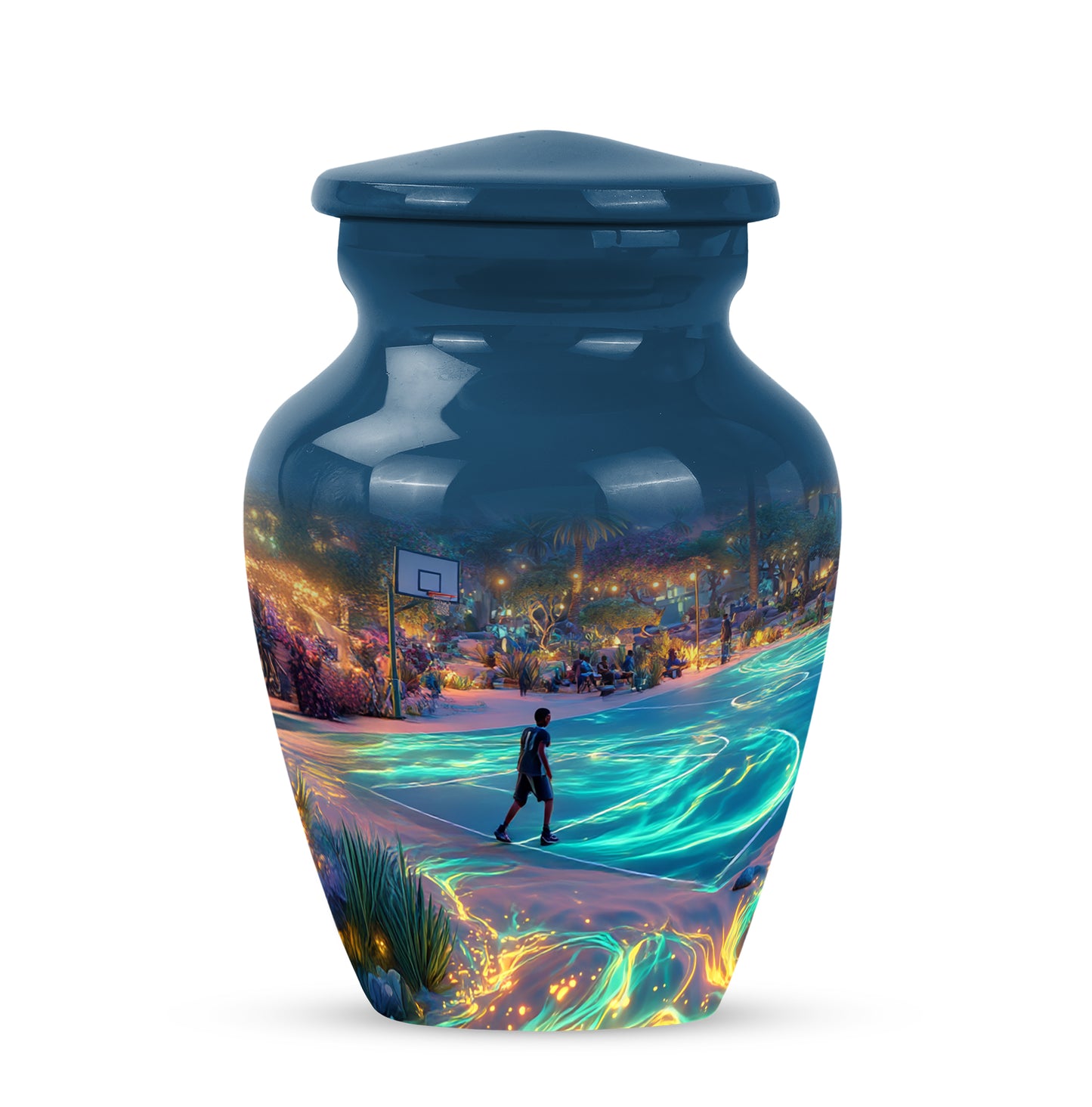 Hallowed Basketball Cremation Urns for Human Ashes - Blue 10-inch - Yatskia