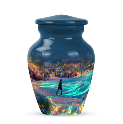 Hallowed Basketball Cremation Urns for Human Ashes - Blue 10-inch - Yatskia
