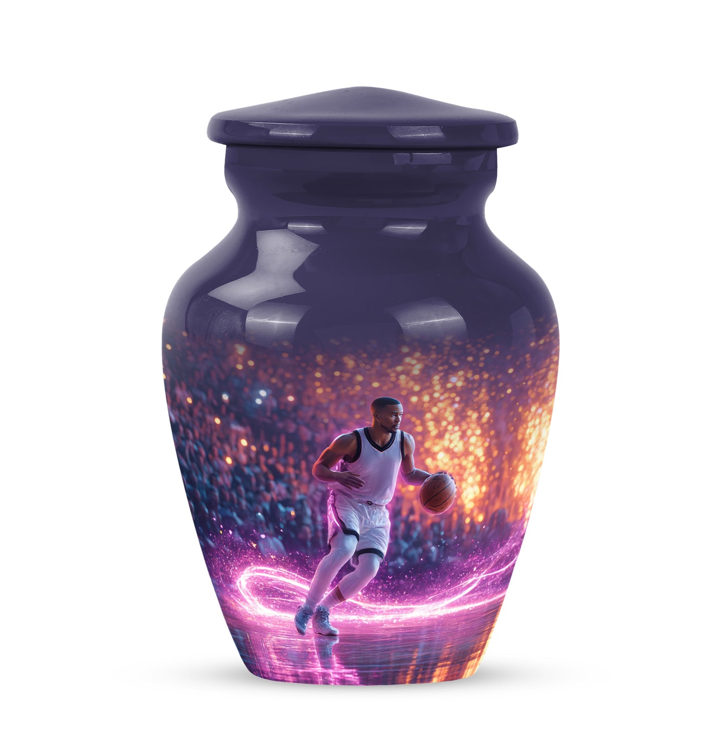 Stunning Blue Basketball Embrace Urn for Human Ashes - 10-inch, 200 cu in - Yatskia