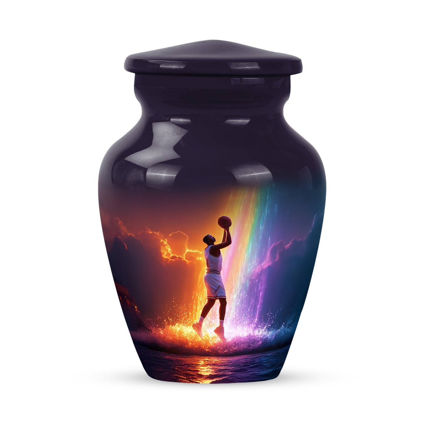 Blessed Basketball Cremation Urns for Human Ashes - Purple 10-inch - Yatskia
