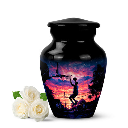 Personalized Refined Basketball Cremation Urns - Black 10-inch, 200 cu in - Yatskia