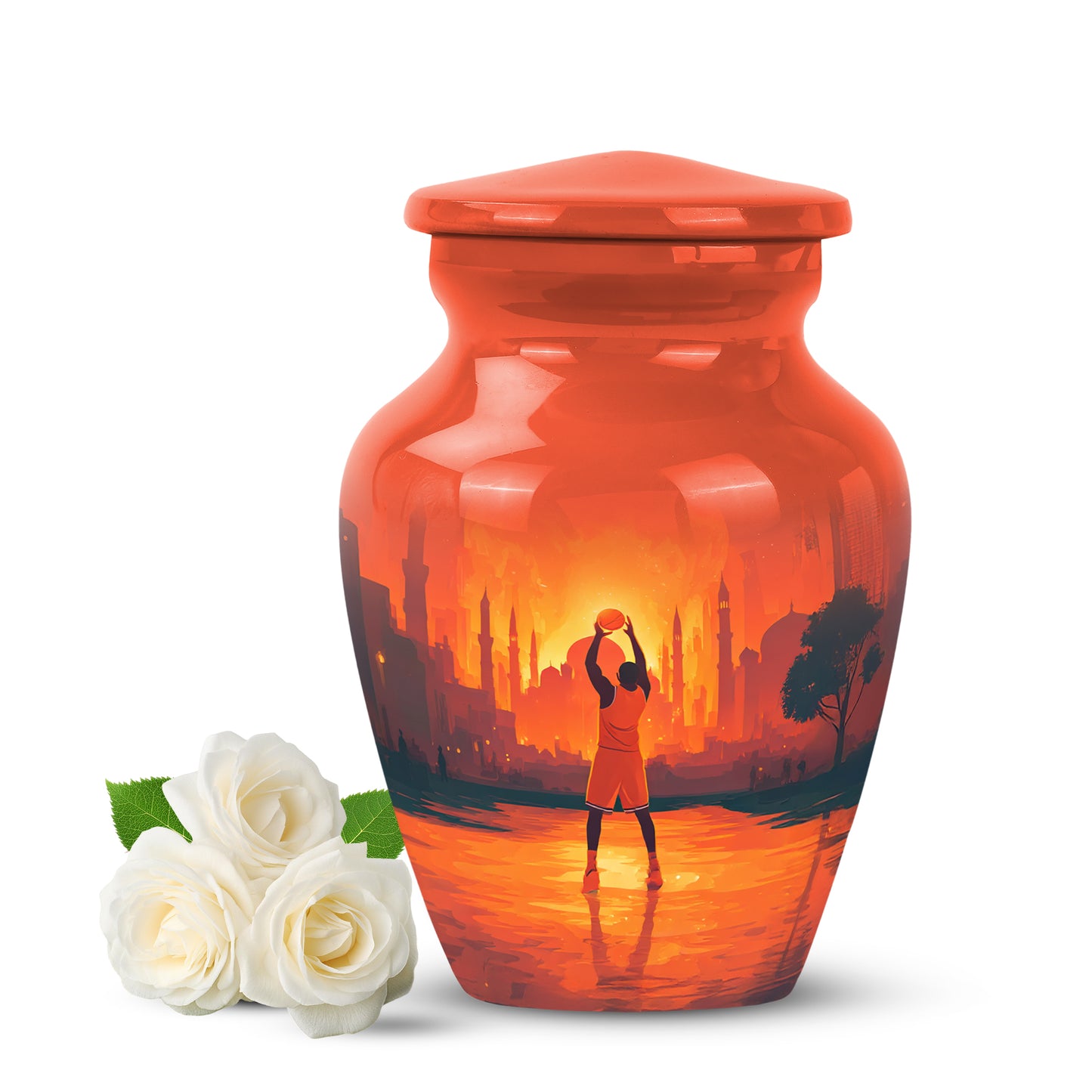 Red Venerable Basketball Cremation Urns for Human Ashes - 10-inch, 200 cu in - Yatskia