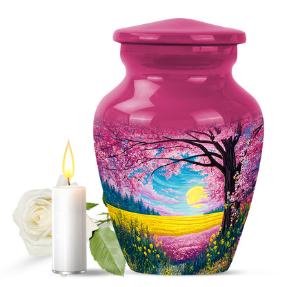 Personalized Elegant Cherry Blossom Cremation Urns - Pink 10-inch, 200 cu in - Yatskia