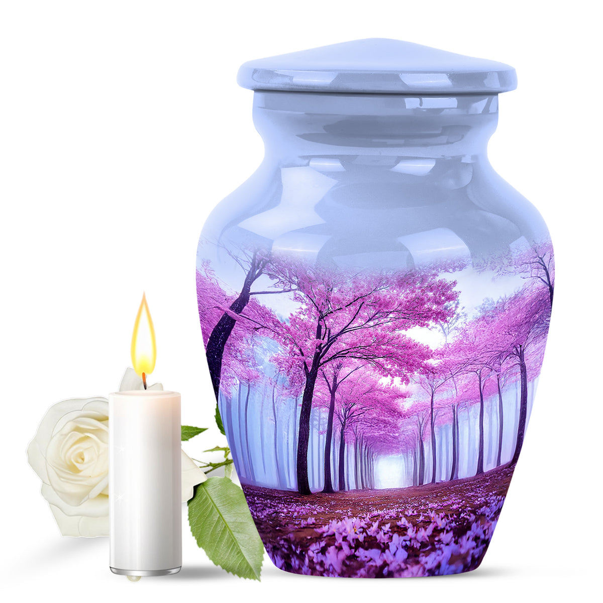 Personalized Blue Sovereign Cherry Blossom Cremation Urns for Human Ashes - Yatskia