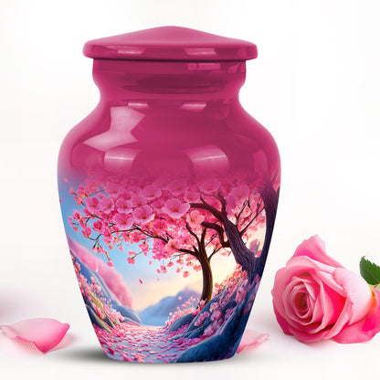 Divine Pink Cherry Blossom Cremation Urn for Ashes - 10-inch, 200 cu in - Yatskia