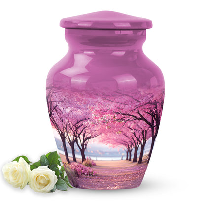 Personalized Pink Cherry Blossom Cremation Urns for Ashes - Enchanting 10-inch - Yatskia