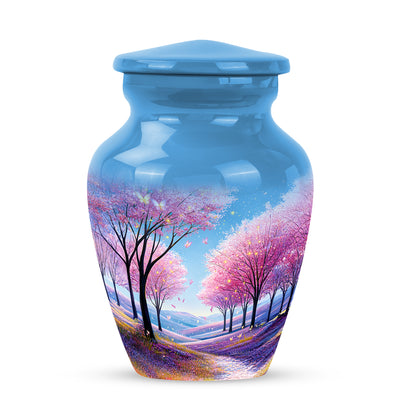 Personalized Blue Cherry Blossom Cremation Urns for Ashes - Enchanting 10-inch - Yatskia