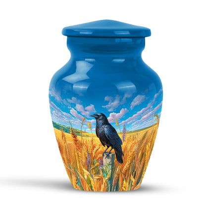 Personalized Blue Steadfast Crow Cremation Urns for Human Ashes - Yatskia