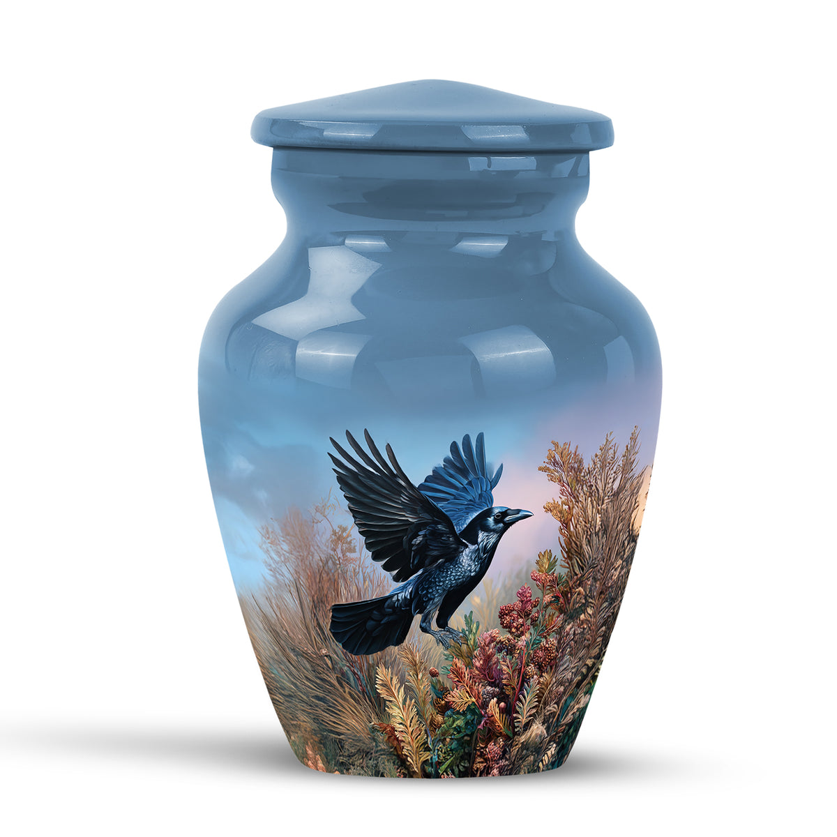 Illustrious Crow Memorial Cremation Urns - Blue - Yatskia