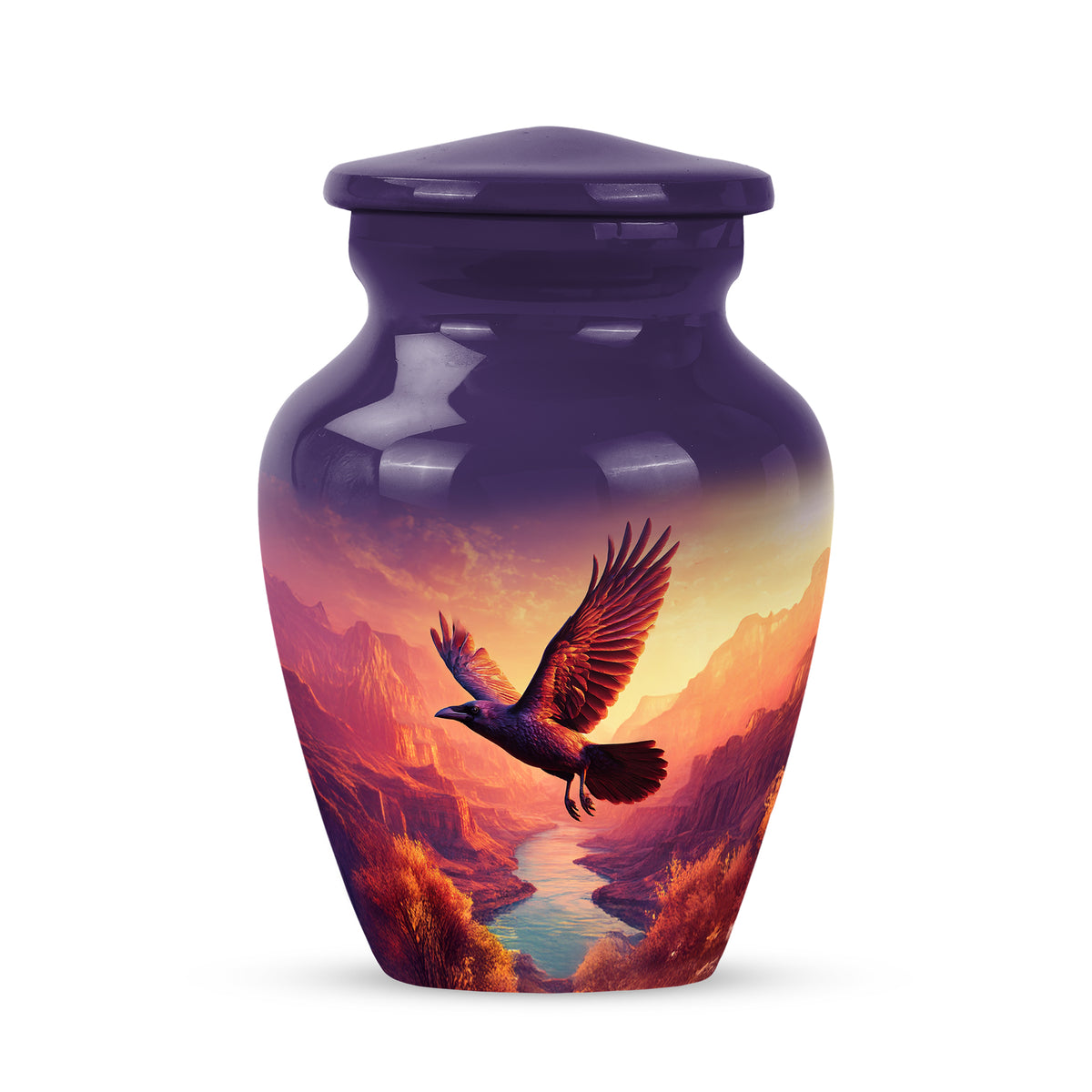Illustrious Crow Memorial Cremation Urns - Purple - Yatskia