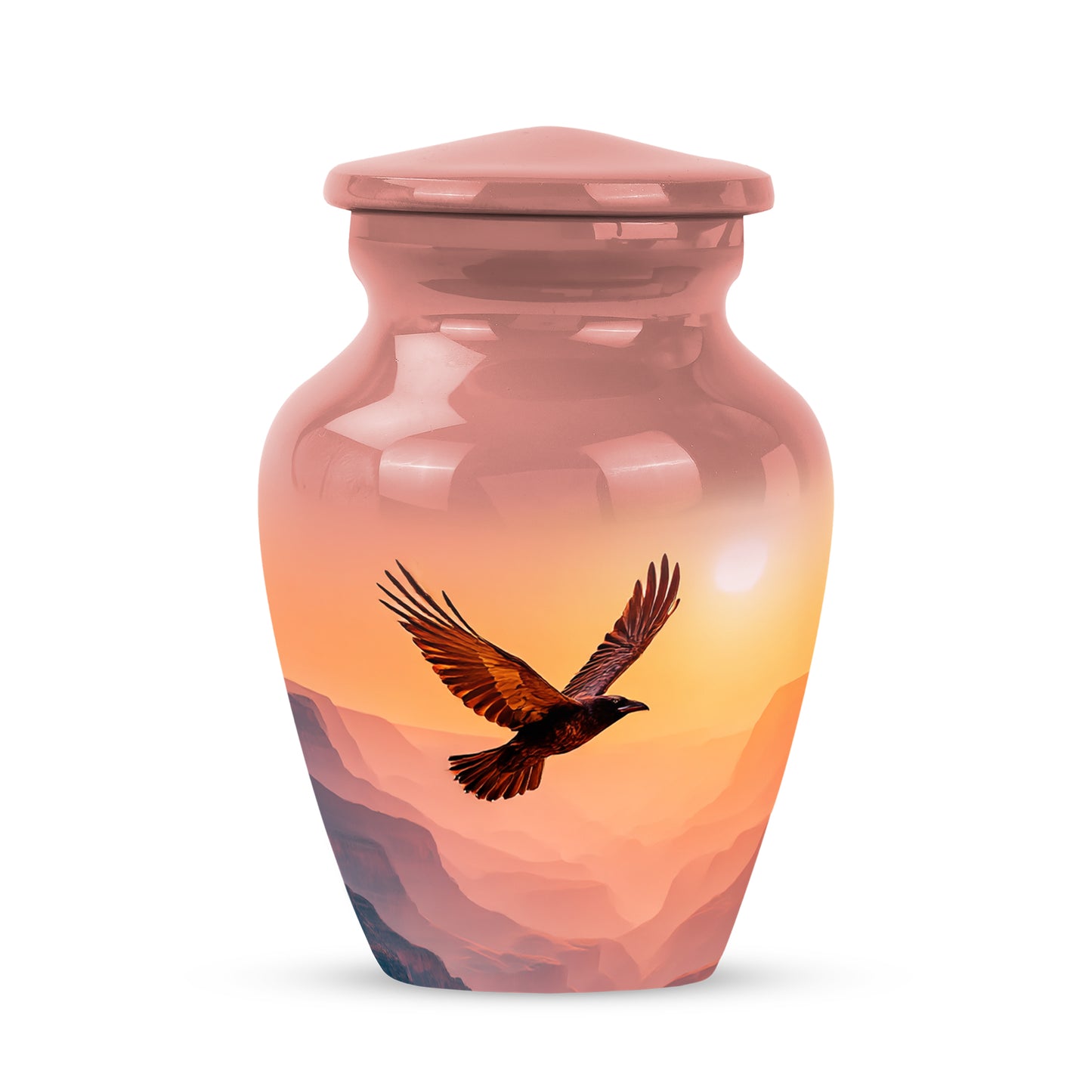 Personalized Red Heavenly Crow Cremation Urns for Human Ashes - 10-inch, 200 cu in - Yatskia