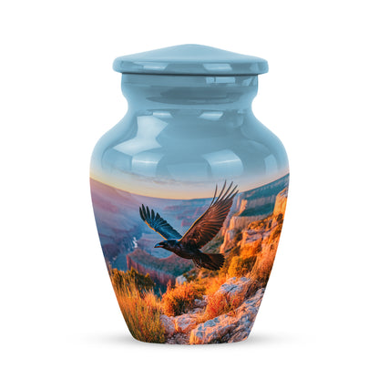 Personalized Blue Crow Cremation Urns for Ashes - Transcendent 10-inch - Yatskia