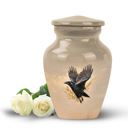Personalized Refined Crow Cremation Urns - Gold 10-inch, 200 cu in - Yatskia
