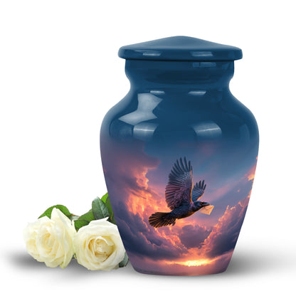 Harmonious Crow Cremation Urns for Human Ashes - Blue - Yatskia