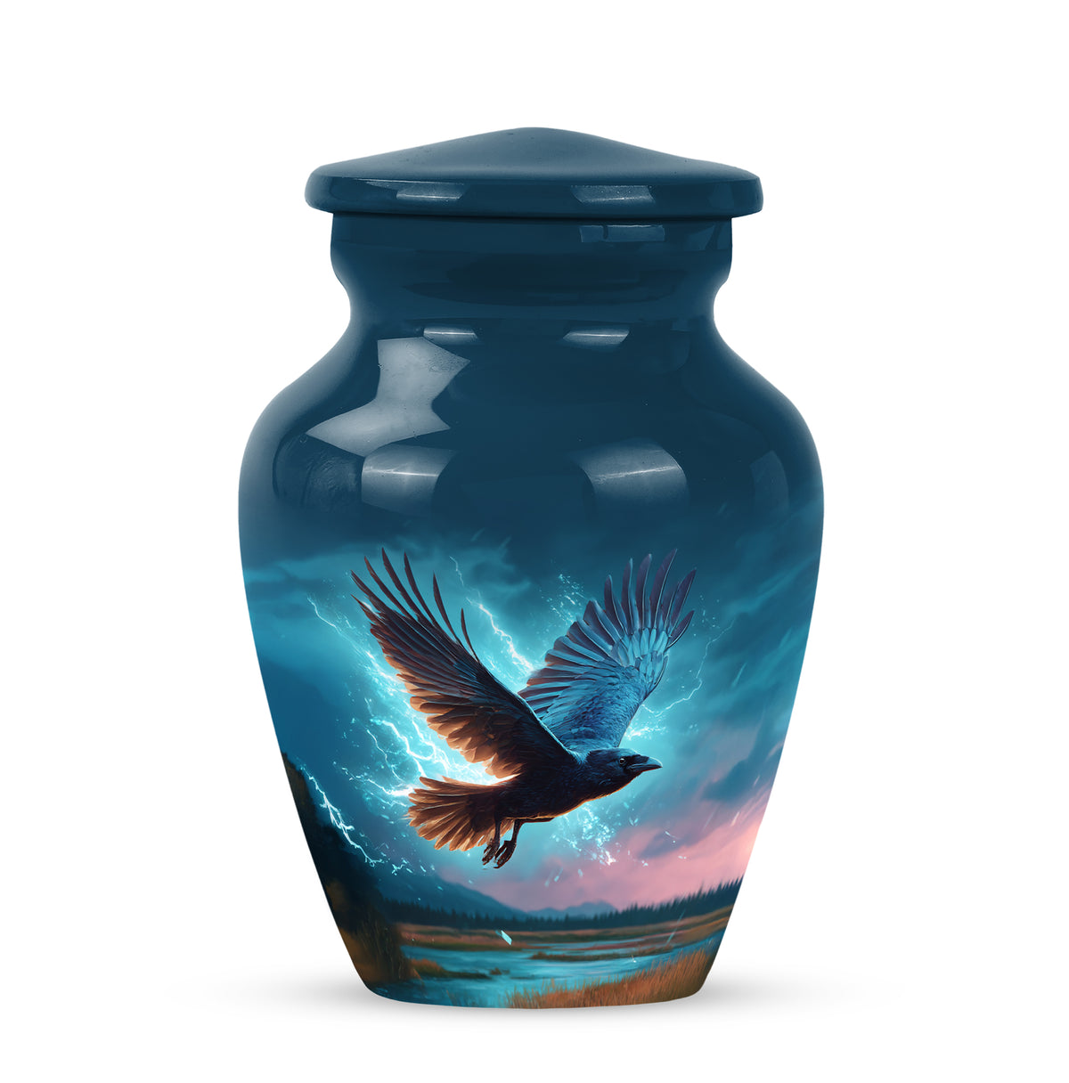 Resplendent Blue Crow Cremation Urn for Ashes - Yatskia