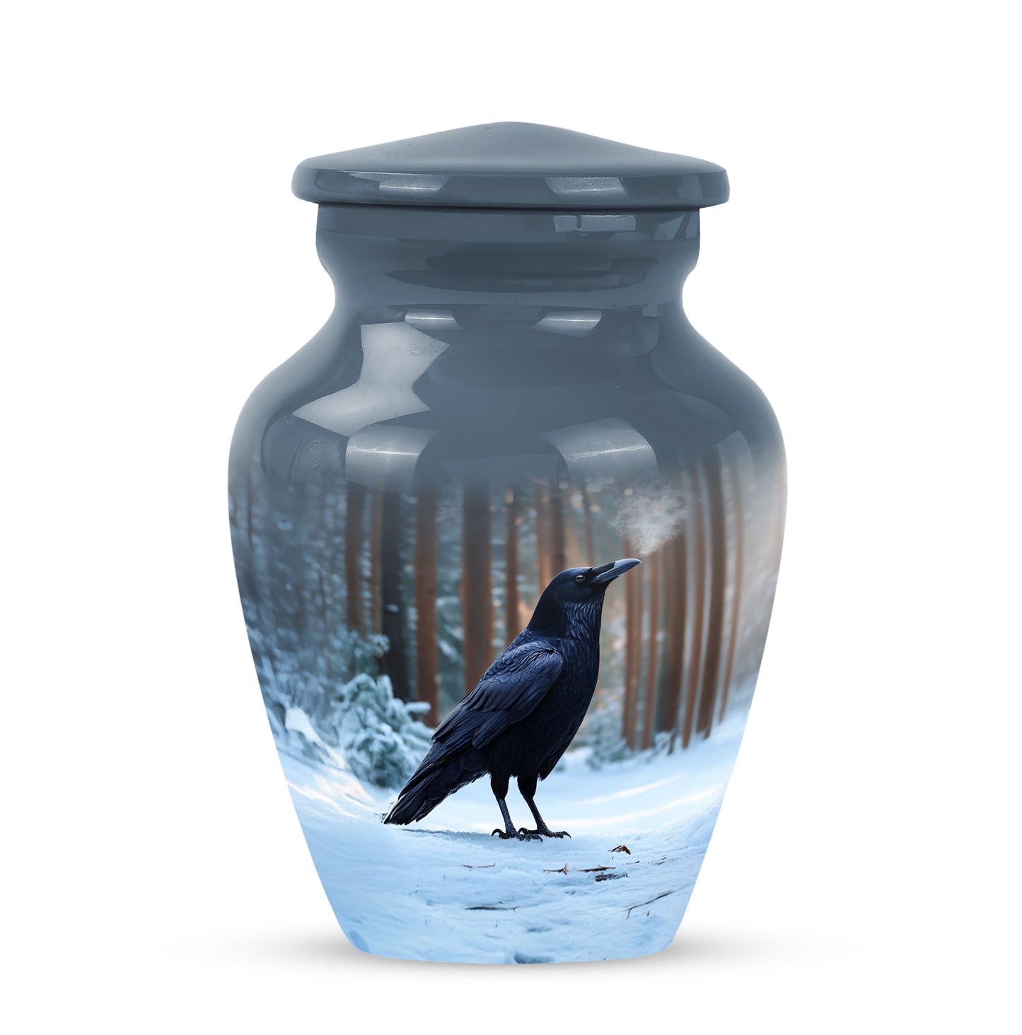 Divine Blue Crow Cremation Urn for Ashes - 10-inch, 200 cu in - Yatskia