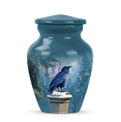 Personalized Crow Cremation Urns - Soothing Blue 10-inch, 200 cu in - Yatskia