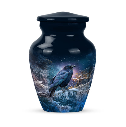 Personalized Crow Cremation Urns - Soothing Blue 10-inch, 200 cu in - Yatskia