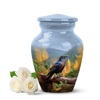 Illustrious Crow Memorial Cremation Urns - Blue 10-inch, 200 cu in - Yatskia