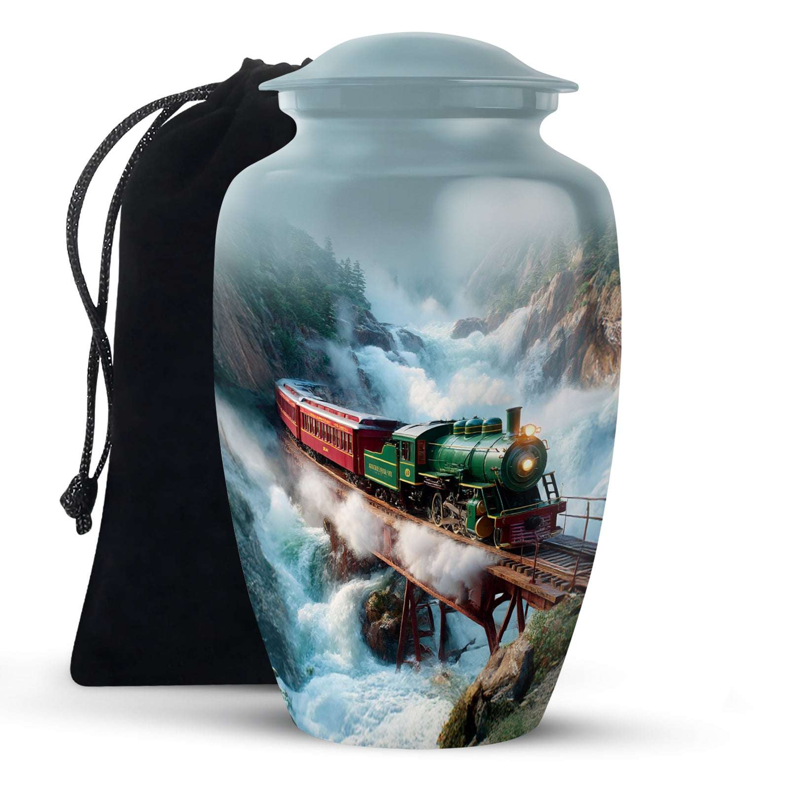 Train Large Cremation Urn for Adult Human Ashes - Men Urns For Human Ashes