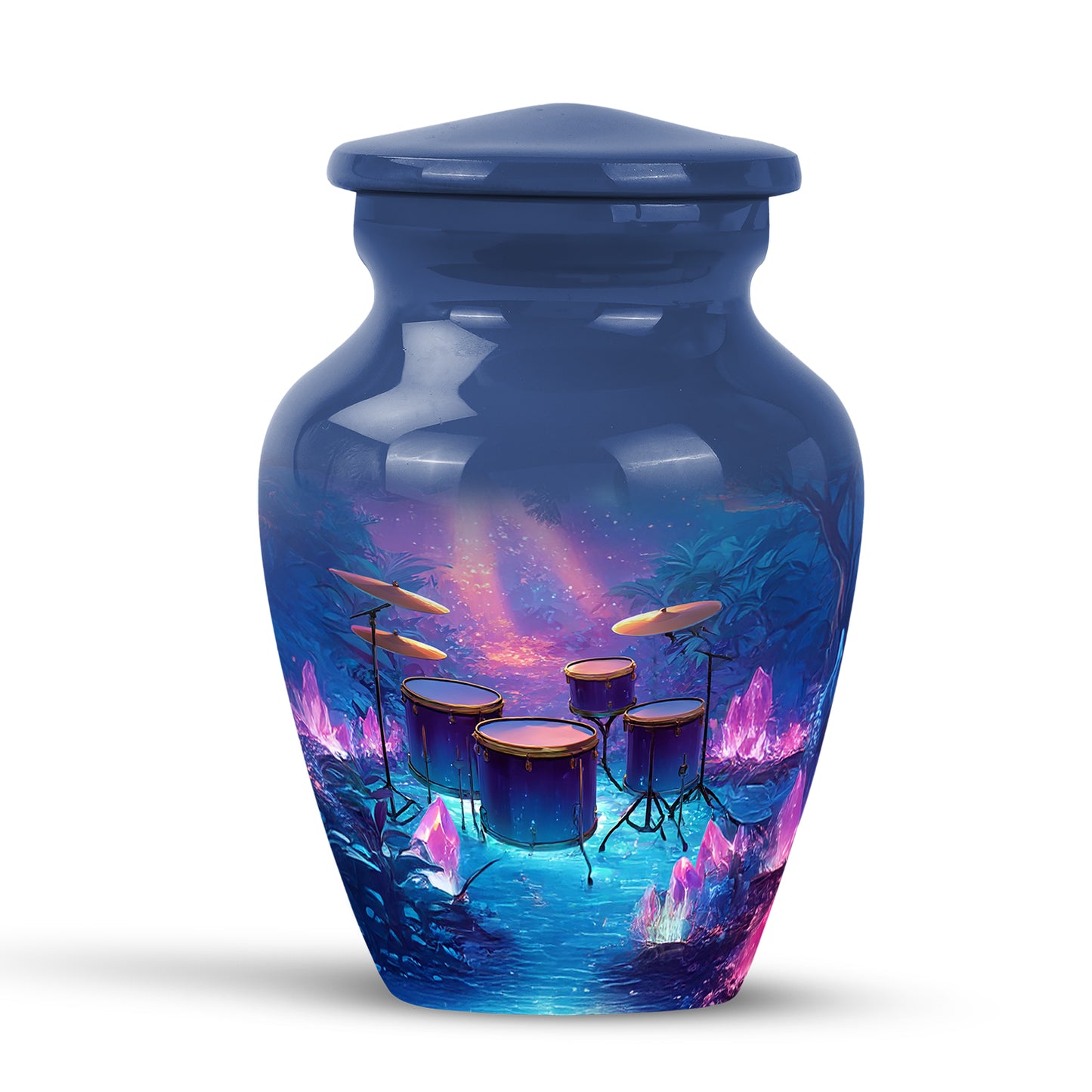Personalized Drums Cremation Urns - Wondrous Blue 10-inch, 200 cu in - Yatskia