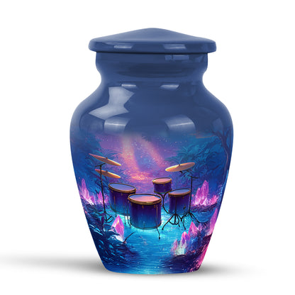 Personalized Drums Cremation Urns - Wondrous Blue 10-inch, 200 cu in - Yatskia