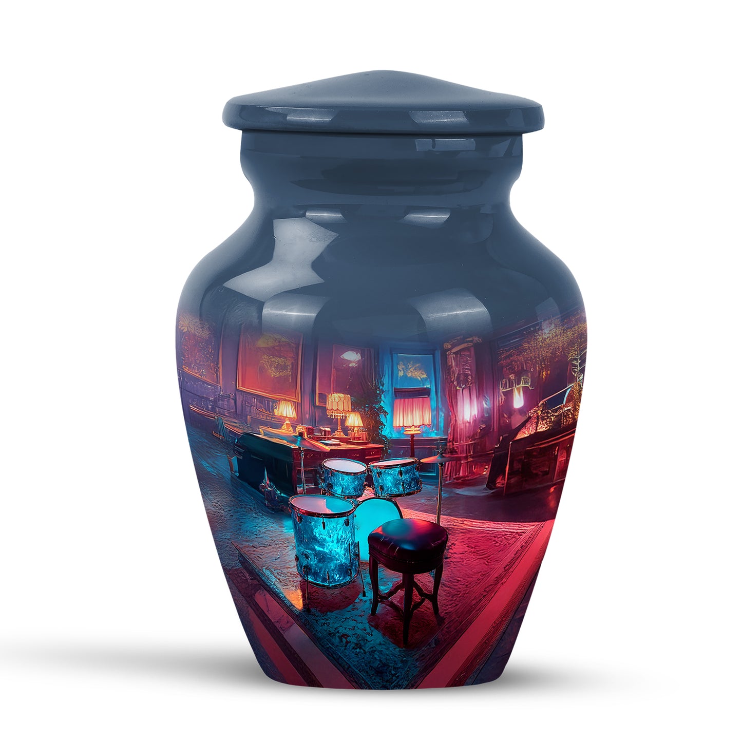 Radiant Drums Memorial Cremation Urns - Blue 10-inch, 200 cu in - Yatskia