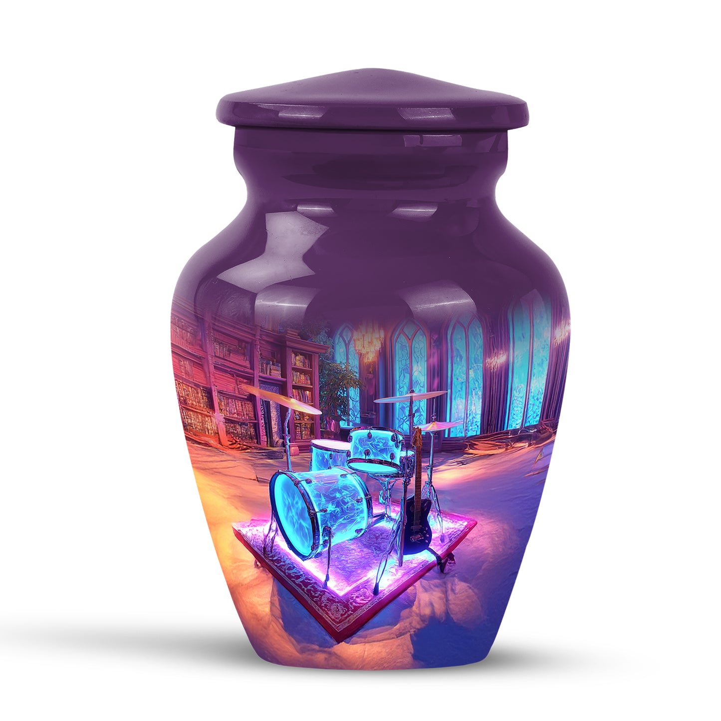 Personalized Drums Cremation Urns - Eminent Purple 10-inch, 200 cu in - Yatskia