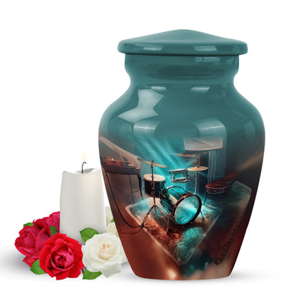Regal Drums Memorial Cremation Urns - Teal 10-inch, 200 cu in - Yatskia