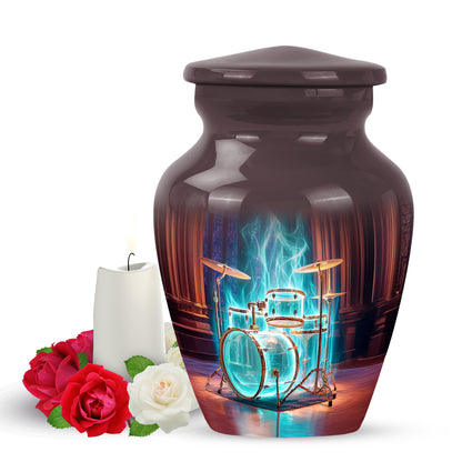 Personalized Red Revered Drums Cremation Urns for Human Ashes - 10-inch, 200 cu in - Yatskia