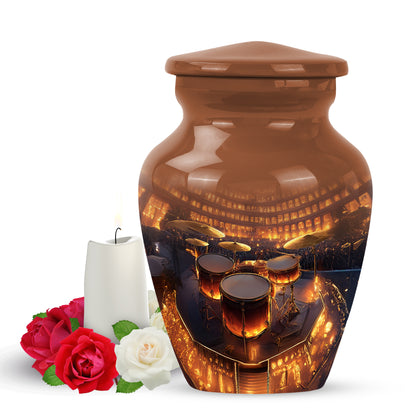 Graceful Gold Drums Resting Place Urn for Human Ashes - 10-inch, 200 cu in - Yatskia
