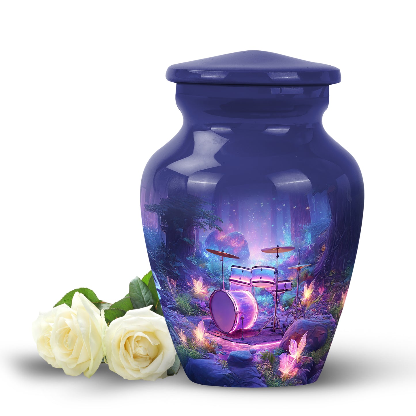 Distinguished Blue Drums Cremation Urn for Ashes - 10-inch, 200 cu in - Yatskia