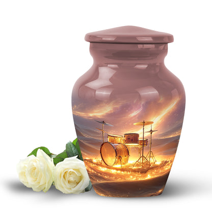 Personalized Red Steadfast Drums Cremation Urns for Human Ashes - 10-inch, 200 cu in - Yatskia