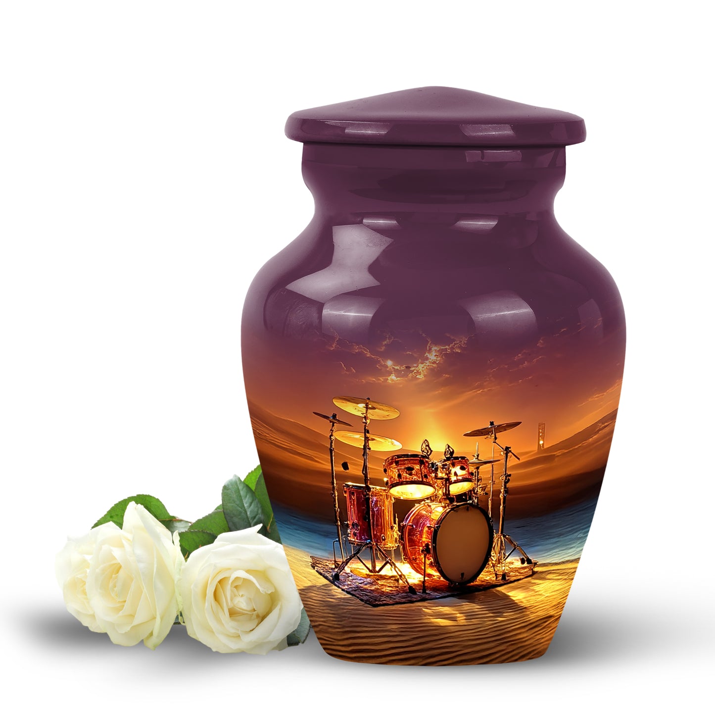 Pink Sacred Drums Cremation Urns for Human Ashes - 10-inch, 200 cu in - Yatskia