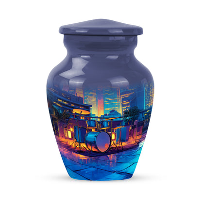 Personalized Elegant Drums Cremation Urns - Blue 10-inch, 200 cu in - Yatskia