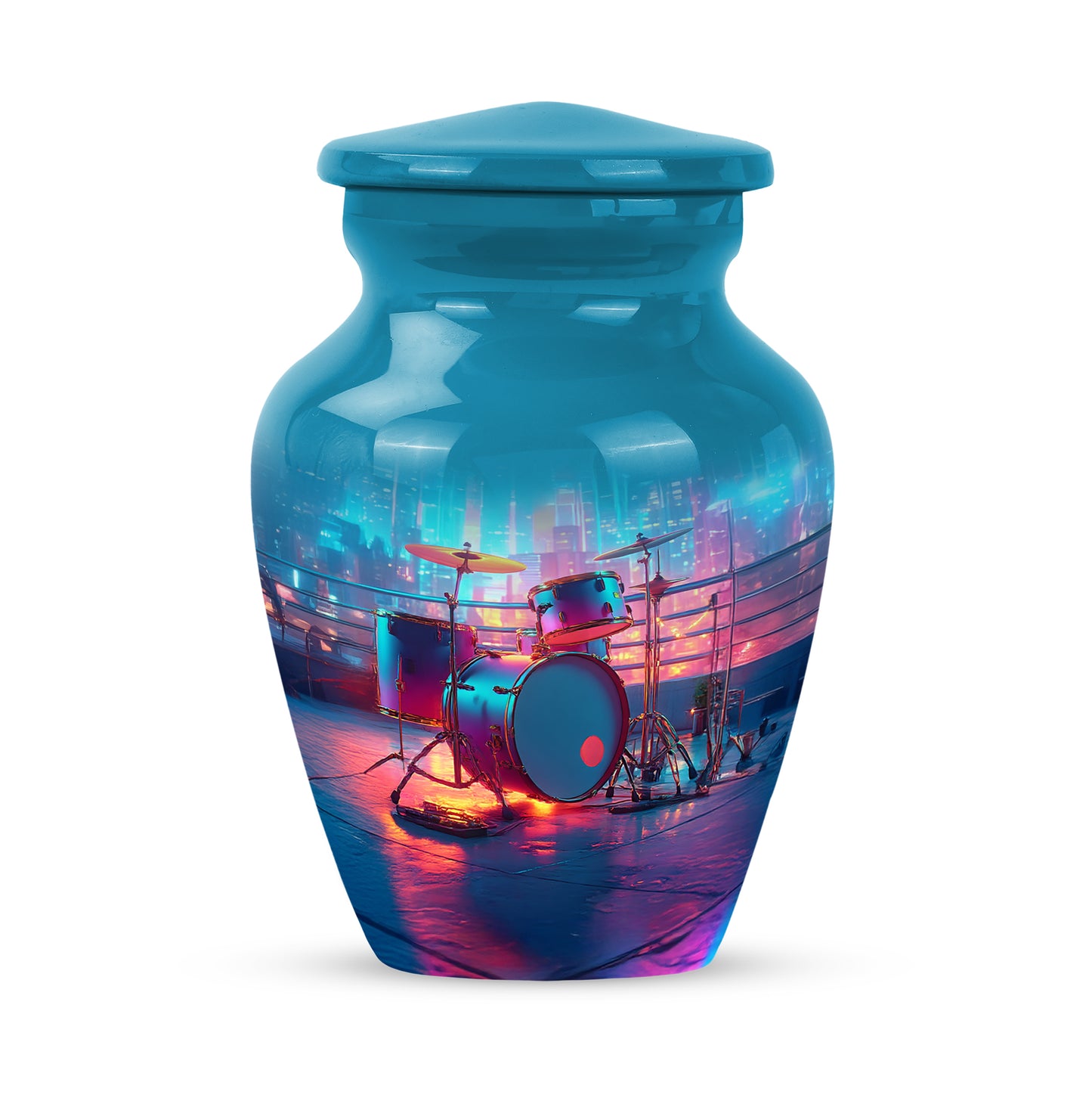 Timeless Blue Drums Cremation Urn for Ashes - 10-inch, 200 cu in - Yatskia